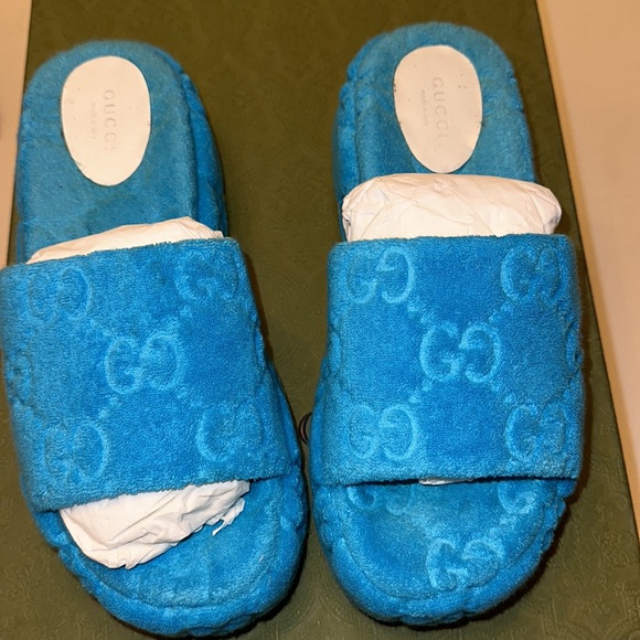 Gucci platform sandals towel spongy color azure size 38 - Picture 2 of 3